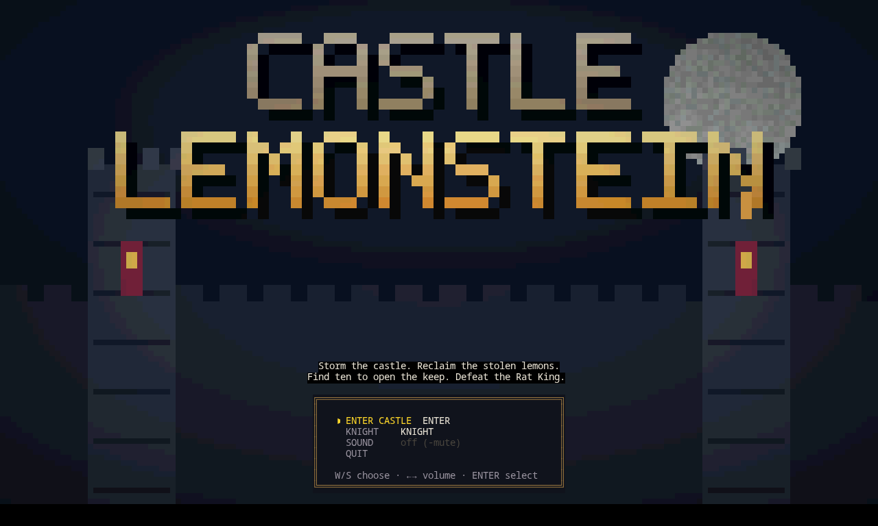 Castle Lemonstein: the moonlit castle with gold lettering
